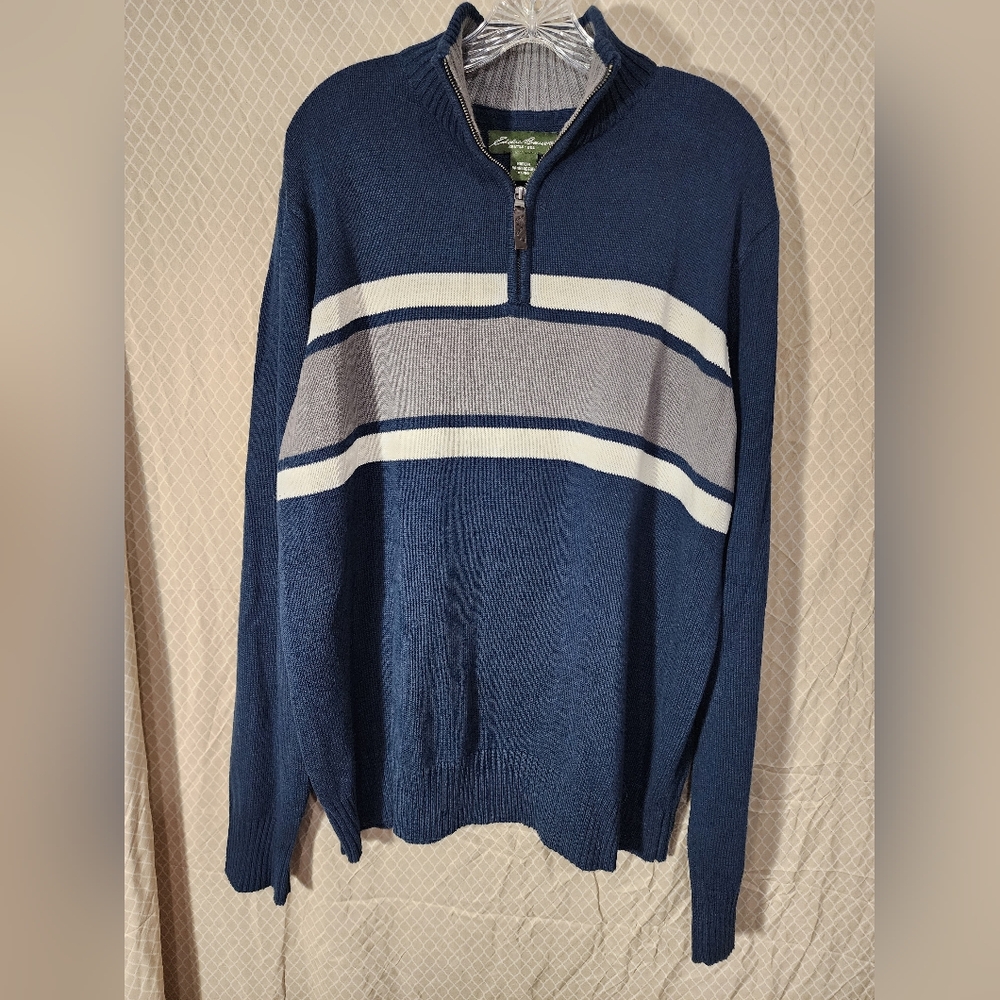 Vintage Eddie Bauer Navy/Gray  1/4 Zip-Up Sweater Men's XL Used Great Shape